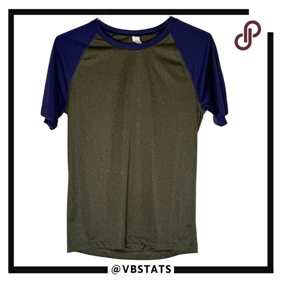 Alo Yoga Mens Colorblock Short Sleeve Performance T-Shirt Heather Gray Blue XS - Picture 1 of 5